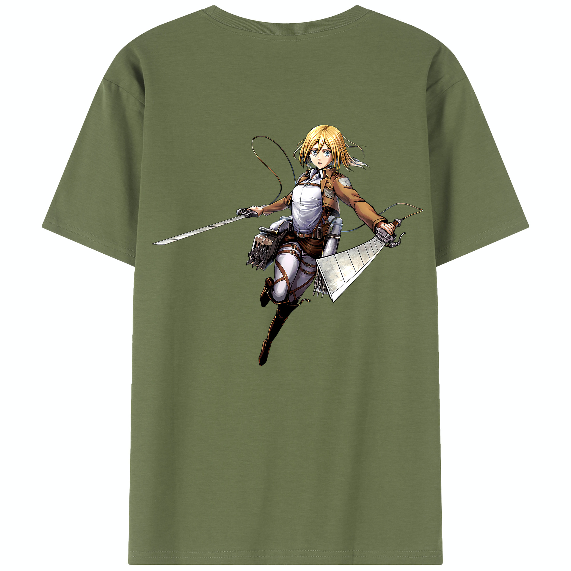 （画像用） 進撃の巨人 クリスタ·レンズ Attack on Titan Christa Lenz 綿100％半袖Tシャツ（背面プリント）